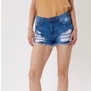 Distressed high waisted shorts